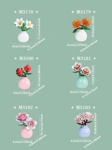 1pc/846pcs Artificial Everlasting Flowers Succulent Plants Handmade Flower Bouquets DIY Lily/Chrysanthemum/Rose/Hibiscus/Peony/Sunflower/Tulip/Gardenia 3D Puzzle Assembly Building Blocks Model Home Decor Desktop Ornaments, Mother's Day/Birthday Gift - Multicolor - View 9