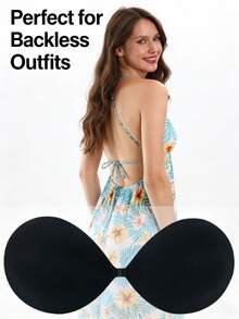 女士棕色/黑色无肩带聚拢文胸，前扣式，针织面料，可重复使用，自带粘性。 - 彩色 - 查看 4