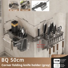 Folding Knife Rack Organizer, Multi-Function Kitchen Corner Wall-Mounted Utensil Holder For Knives, Chopsticks - Multicolor - View 3