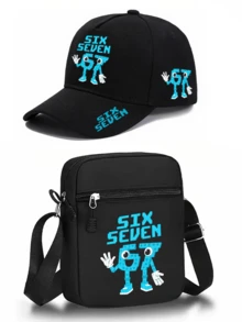 1件/2件套龙狼图案Y2K街头风棒球帽和斜挎包套装，可调节男女通用棒球帽和单肩包，送给自己和朋友的礼物 - 彩色 - 查看 16