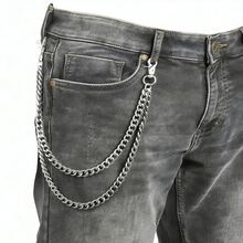 1 chiếc dây đeo eo kim loại tối giản dành cho nữ, dây đeo eo nhiều lớp bằng kim loại cá tính, phụ kiện quần jeans phong cách punk đường phố. - Bạc - Xem 17