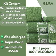 5-Piece Towel Set For Bath And Face, 100% Cotton, With Bath Mat For Bathroom And Washroom - 綠色 - 查看 2