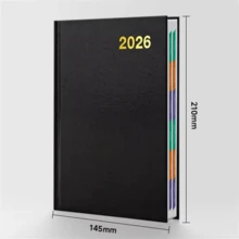 Tapsin 2026 Diary A5 Page A Day/Week To View Diary Hardback Case Bound Back Cover - Black - View 3