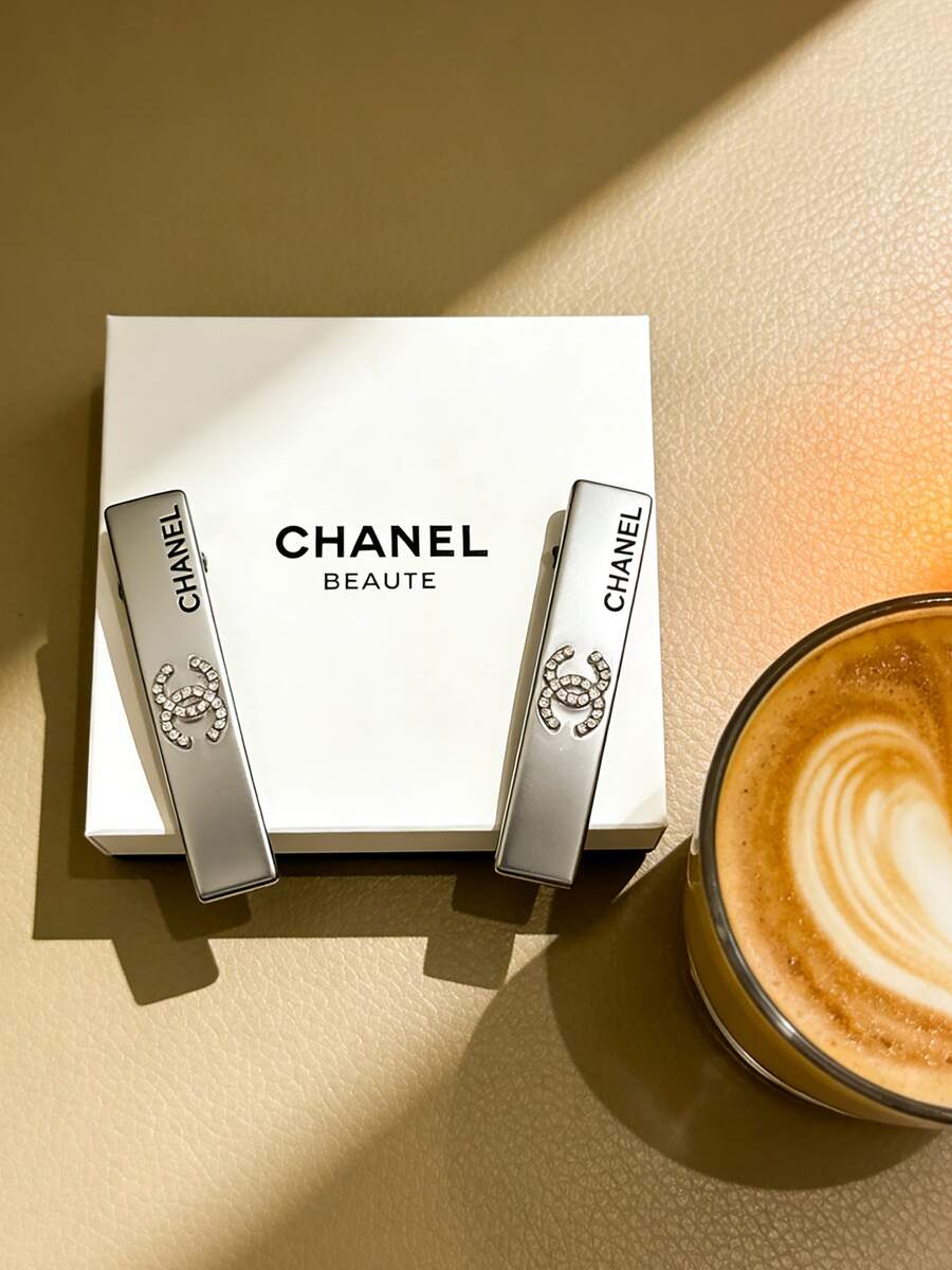 CHANEL Silver Hair Clip, Side Part Hair Clip, Elegant Women Hair Accessory - Silver - View 1