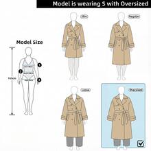 女士休闲风衣，秋冬 - 卡其色 - 查看 7