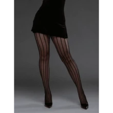 1pc Vertical Striped High Elasticity Fishnet Leggings, Sexy Tight Stockings Gothic Punk Fashion - màu đen - Xem 5