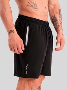 Type One Kit Of 2 Men's Athletic Tactel Shorts, Tactel Bermuda With Elastane, For Summer Running - Black/Wine - View 3