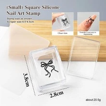 一套迷你方形透明硅胶美甲印章，方形美甲印花，可水洗 | 粘性好 | 高透明度硅胶，多功能，印花板转移工具 | 亚克力刮刀，美甲硅胶密封圈 - 彩色 - 查看 12