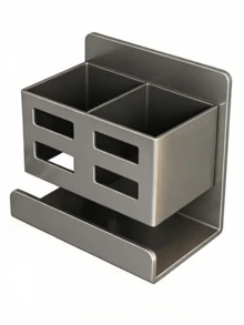 1个壁挂式浴室收纳盒，可放置牙刷、剃须刀和美容工具 - 无需钻孔，耐用塑料材质，浴室牙刷剃须刀架，壁挂式洗漱用品收纳盒，免钻孔浴室配件 - 彩色 - 查看 9