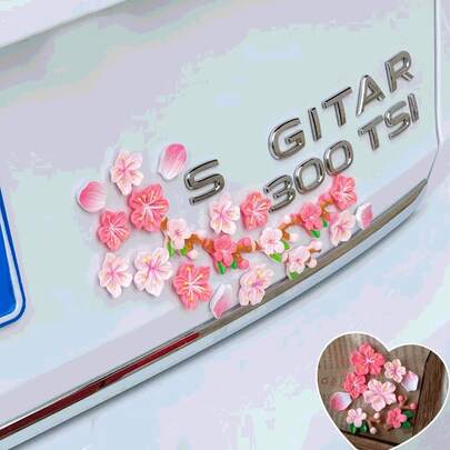 16pcs Floral Car Stickers Compatible With Motorcycle, Home Decor - Plastic Stickers With No Residue, Removable And Reusable, Easy To Install Car Accessories Decor