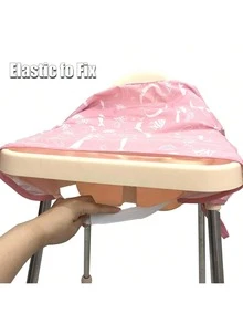 1pc Baby Waterproof Long Sleeve Bib, Toddler Cartoon Feeding Smock, Children's Art Painting Protective Clothing - Pink Ocean - View 5