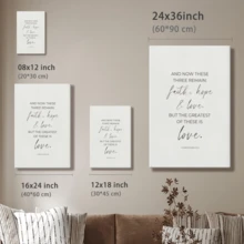 1pc Faith Hope Love Poster, Inspirational And Motivational, Easter Decor Wrapped Framed Canvas Wall Art, Vintage Prints Poster, Faith Hope Love - Minimalist, Typography, Minimalist, Modern Style, Birthday Party Decor, Decorative Wall Art for Living Room Bedroom Office, Hanging Hardware Included - Wrapped Framed Canvas, Vertical - Lienzo enmarcado - Ver 10