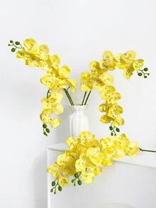 1/3/6 bông hoa lan Phalaenopsis nhân tạo, cao 69cm. Hoa giả thích hợp để trang trí tường, phòng khách, phòng ngủ, đám cưới, tiệc tùng, bàn làm việc, nhà cửa, văn phòng, trang trí bàn tiệc, ngoài trời, sân vườn. Thích hợp cho mùa xuân, hè, thu, đông. - Màu vàng - Xem 7