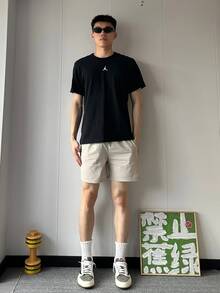 Nike Dri-FIT卡通字母圖案印花幽默運動休閒圓領短袖落肩袖T卹 - 黑色 - 查看 6