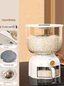 10kg Capacity Sealed Rice Storage Container, Moisture-Proof And Insect-Proof, Home Use Rice Bucket With Measuring Cup - Multicolor - View 6