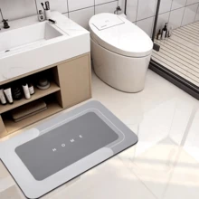 1pc Simple Silica Gel Non-Slip Bathroom Mat, U-Shaped Absorbent Pad For Washbasin, Bathroom Floor Mat & Carpet, Dirt-Resistant And Machine Washable, Suitable For Various Scenarios - Grey - View 14