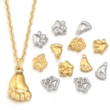 5pcs/Pack Stainless Steel Cat Paw Pendant, Creative Bracelet Necklace Keychain Charm, Cute Fashion Jewelry DIY Accessories - Cat Paw Pendant - View 5