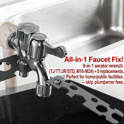 水龙头起泡器拆卸工具、水槽起泡器拆卸工具、水龙头滤网拆卸工具，坚固便携的拆卸、维护和更换工具，适用于浴室、厨房、房车、管道系统，通用型水龙头起泡器扳手，适用于拆卸浴室水槽水龙头，易于使用的扳手/钥匙，适用于厨房/浴室水槽