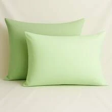 Set Of 4 Pillowcases, 370 Thread Count Percale, 100% Polyester | Plain | Premium Soft Bedding - 薄荷綠 - 查看 2