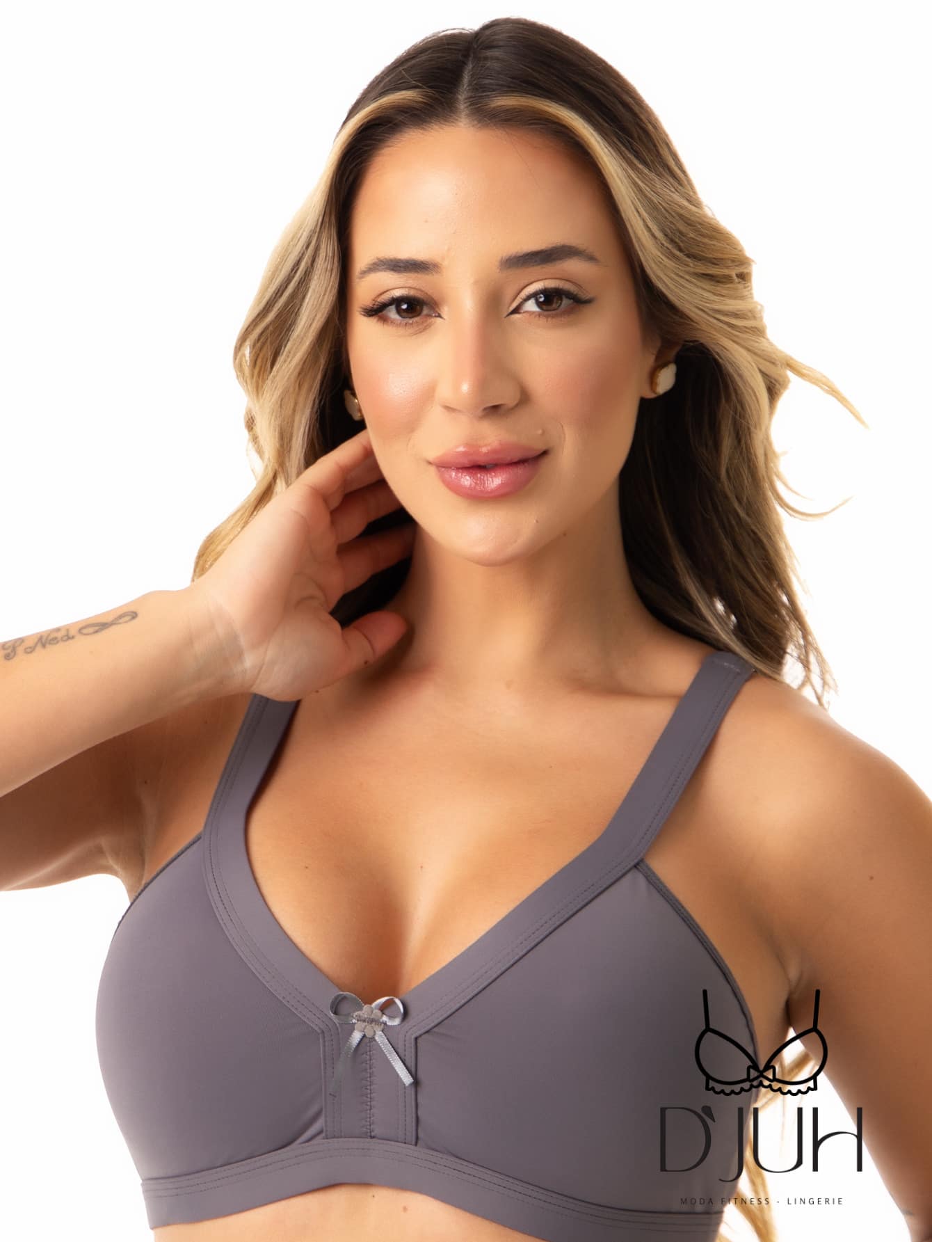 Comfort Bra In Polyamide With Covered Straps – No Padding And No Underwire | Various Beautiful Colors | Sizes M To XL - Grey - View 1