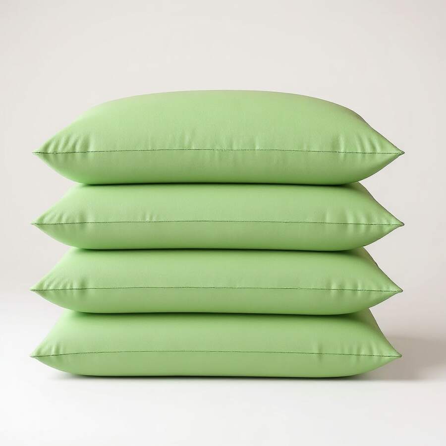 Set Of 4 Pillowcases, 370 Thread Count Percale, 100% Polyester | Plain | Premium Soft Bedding - 薄荷綠 - 查看 1