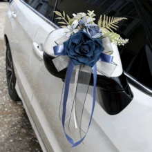 2 piezas Decoración para espejo retrovisor de coche de boda, decoración para manijas de puerta y carrocería del coche, simulación de moño multicolor para respaldo de silla de boda, apto para varios modelos de automóviles, satisface las necesidades de decoración de boda - Multicolor - Ver 7