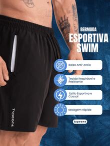 Type One Kit 2 Men's Tactel Sports Shorts Tactel Bermuda Shorts With Elastane Summer Running - Blue and White - View 2