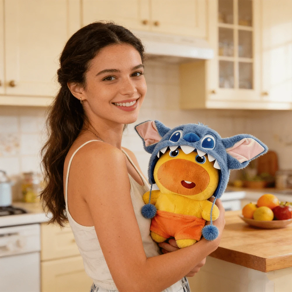 名創優品趴姿嚕嚕-呆呆表情娃娃玩具史迪奇頭套變裝公仔毛絨抱枕玩偶生日禮物 - 藍色史迪奇嚕嚕呆呆 - 查看 1