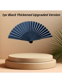 1/3 件现代经典酷黑色复古扇手持折扇，夏季降温礼物，优雅时尚黑色折扇，方便携带和放入包中 - 多色 - 查看 13