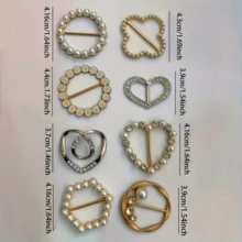 [8-Piece Elegant Button Set] 8-Piece Elegant Alloy Button Set, With Pearls And Crystals, Each Of Which Is Not Shaped, And Towel Accessories - 8件 - 查看 2