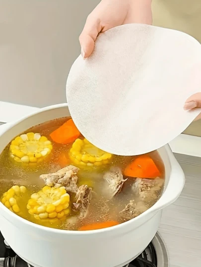 50/100pcs Kitchen Oil Absorbing Sheets, Essential Kitchen Tool & Accessory For Absorbing Oil From Food And Soup, Suitable For Fitness Enthusiasts, Healthy Eating, Kitchen & Dining, Food Oil Blotting Paper