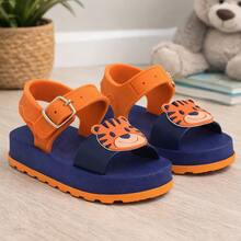 Sandália Papete Infantil Masculino Menino Com Fivela Animais Confortável Leve Fofo - Tigrinho - Visão 1