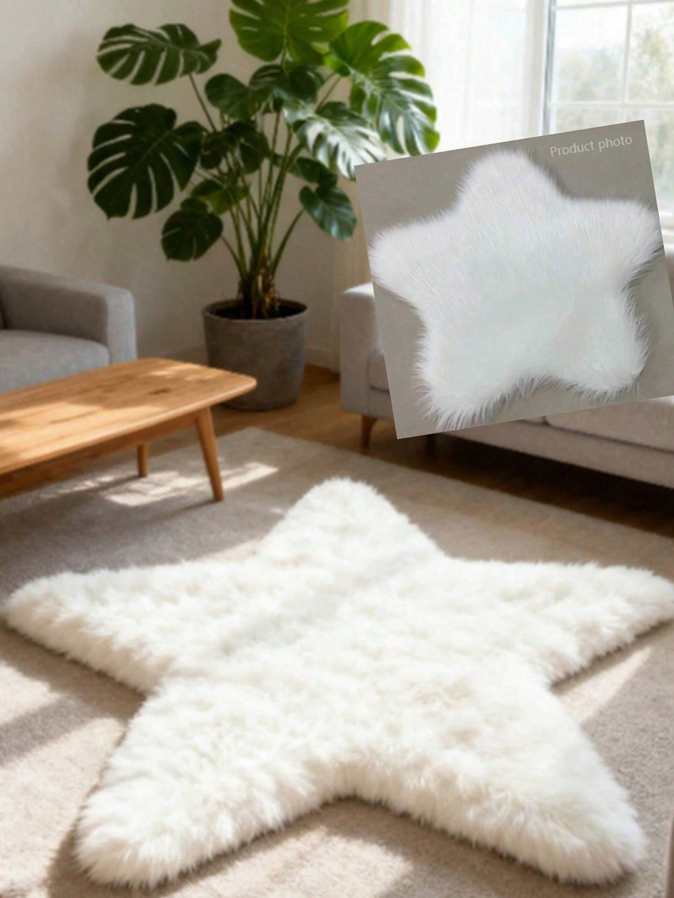 1件装蓬松地毯，星形图案地毯，多种颜色可选，白色长绒地毯，黑色长绒地毯，粉色长绒地毯，圣诞装饰地毯，如云般柔软亲肤，吸水性强，厚实地毯，毛绒地毯，秋冬季地毯，装饰地毯，卧室装饰，小地毯，地毯，家居装饰，客厅地毯，小客厅地毯，卧室地毯，客厅家居装饰，户外地毯，可水洗地毯