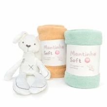 Set Of 2 Soft Microfiber Baby Blankets - 淺綠色/米色 - 查看 1