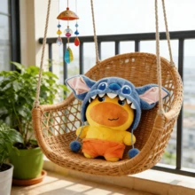 名创优品躺着的露露 - 嘟嘴表情娃娃，史迪奇头套服装毛绒填充娃娃枕头，生日礼物 - 藍色史迪奇嚕嚕撇嘴 - 查看 6