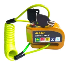 Vmingo Alarma Candado con Cuerda de Aviso 2 Llaves 110 Db Freno Disco Bloqueo Antirrobo Impermeable Moto Bici - Amarillo - Ver 2