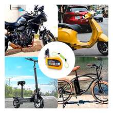 Vmingo Alarma Candado con Cuerda de Aviso 2 Llaves 110 Db Freno Disco Bloqueo Antirrobo Impermeable Moto Bici - Amarillo - Ver 4