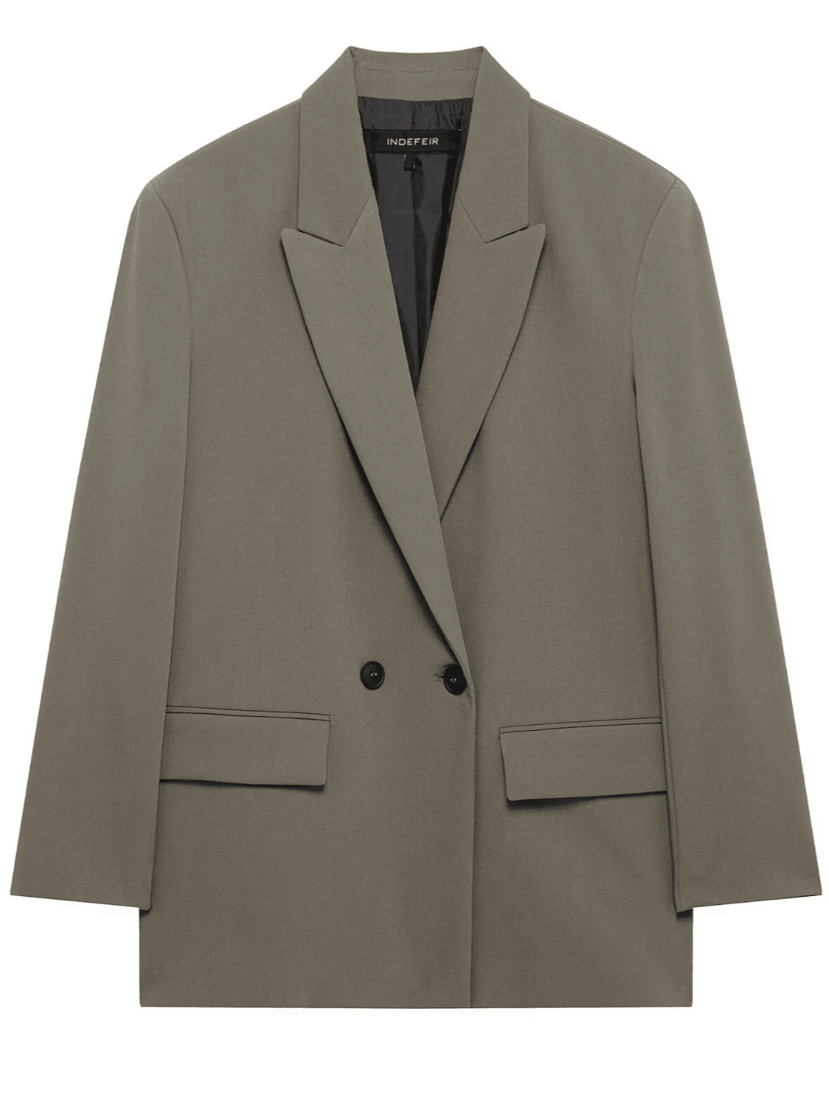 INDEFEIR Spring/Summer New Arrival Loose Double-Breasted Blazer For Women - Army Green - View 1