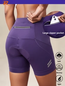Quần short đạp xe nữ co giãn, thoáng khí, cạp cao, nâng đỡ ngực. - Màu tím - Xem 1