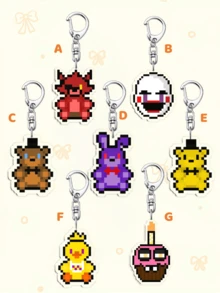 1个Y2K风格卡通FNAF亚克力钥匙扣，印有角色图案，适用于车钥匙、背包、手提包、挂绳、钥匙链等。是送给男友、女友、家人、医生、护士、情人节、手机装饰的绝佳礼物。 - 彩色 - 查看 11
