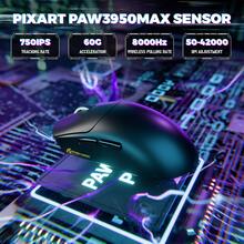 ATTACK SHARK X8 终极无线游戏鼠标，PAW3950MAX 42K DPI 传感器，Nordic 54L15 MCU，无线/有线双模式，8K 轮询率，光学微动开关，59g 轻量级 2.4GHz/蓝牙/有线鼠标 - 彩色 - 查看 6