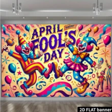 1pc 2D Flat Horizontal Banner, Colorful Clown Jester Design, Suitable For Home Decor, Birthday Anniversary Celebration, Multipurpose Photography Backdrop - Multicolor - View 3