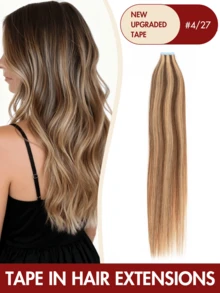 Tape In Hair Extensions Human Hair 14-24 Inch Human Hair Invisible Tape In Hair Extensions Chocolate Brown Tape-In Hair Extensions, 20 Inch Seamless Remy Wefts, Double-Sided, 30,50g Each - 20pcs Set For Women - Multicolor - View 64