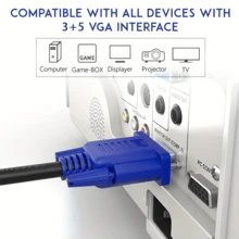 Cable VGA de Alta Velocidad de, 1.5m,Macho a Macho, Cable de Computadora OEM - Negro - Ver 1