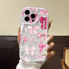 可爱蝴蝶结情人节礼物 TPU 防震保护壳，兼容 Apple 14 Pro Max、13/12/11 Pro Max、15 Pro、XR/XS Max/XS，柔软 7/8 波浪边，适用于 16、16 Pro Max、13 Pro Max、17、17 Air、17 Pro Max、12 Mini，男女皆宜的时尚礼物 - 彩色 - 查看 4