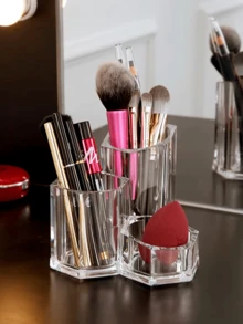 Makeup Brush Holder, Makeup Pen Cup, Lipstick Rack, Transparent Eyeliner, Cosmetic Lip Gloss, Eyebrow Pencil, Powder Brush Storage Box - Multicolor - View 1