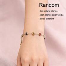 1件18K镀金天然宝石水晶不锈钢女士手链，节日礼物 - 多色 - 查看 9