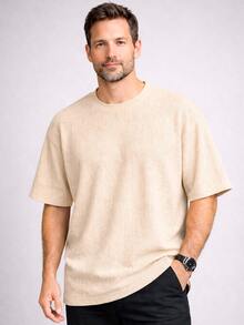 RelaxMax Men's Casual Oversized Textured Mesh Shirt Kit 2 - Black and Beige - View 4