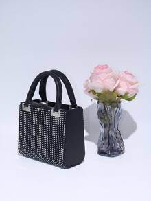 Satin Pearl Handbag, Women's Mini Handbag Women's Chain Shoulder Bag Fashion Small Handbag, Women's Luxury Designer Wallet Fashion Women's Handbag - Black - View 7