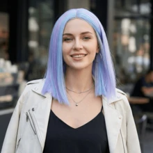 女士时尚潮流齐肩波波头全头假发 - 高品质耐热合成假发，粉色/金色/紫色可选 | 适合派对、节日和角色扮演的多功能假发 - 彩色 - 查看 3